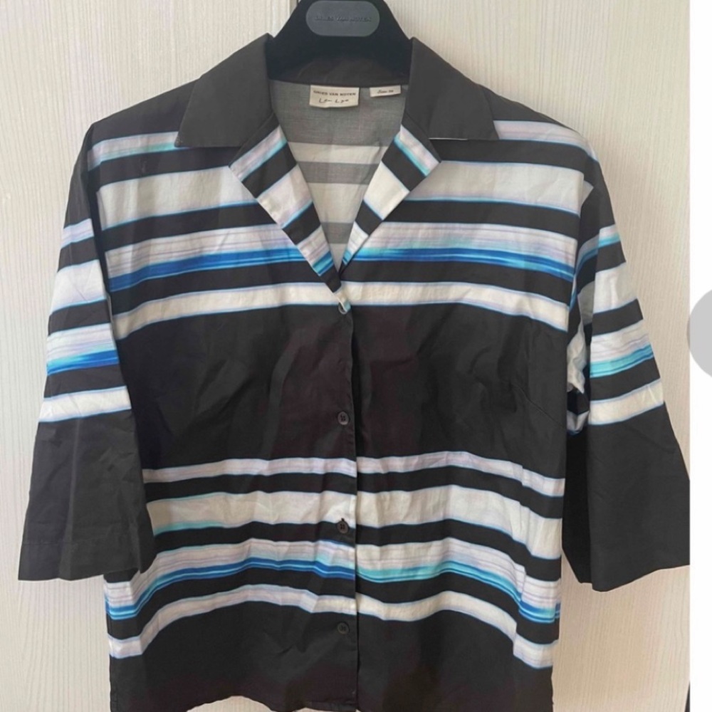 Dries Van Noten Len Lye Black and Blue pant shirt set size 36 and 38